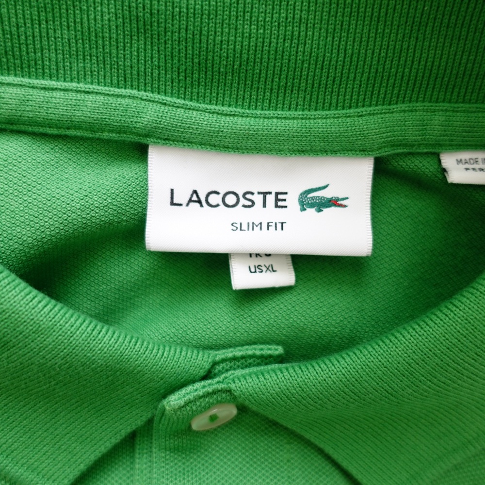 Lacoste Men's Polo Shirt X-LARGE Size 6 GREEN Stretch Cotton Slim Fit